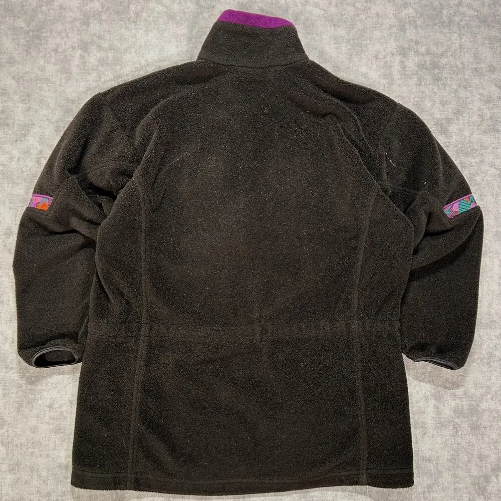 Vintage 90s Helly Hansen Fleece Jacket Half Zip Mens S Black Purple Ski USA Made